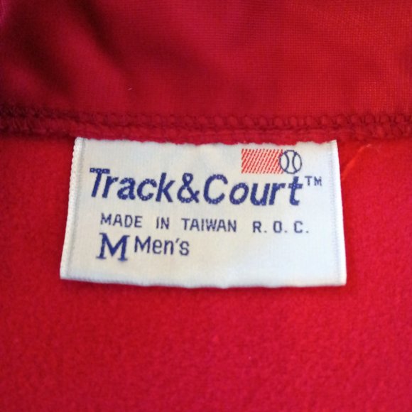 Vintage 1980s Track & Court Zip Sweatshirt Jacket Maroon Gray Men's Size M - Picture 4 of 10